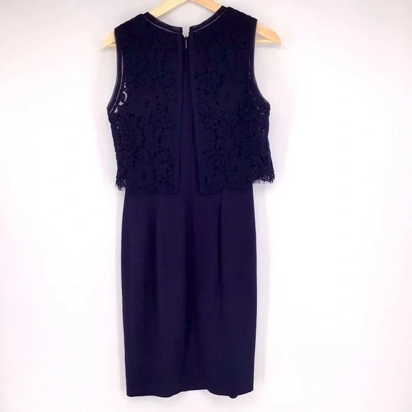 Rebecca Taylor Blue Refined Suiting Dress W/ Lace Size 4